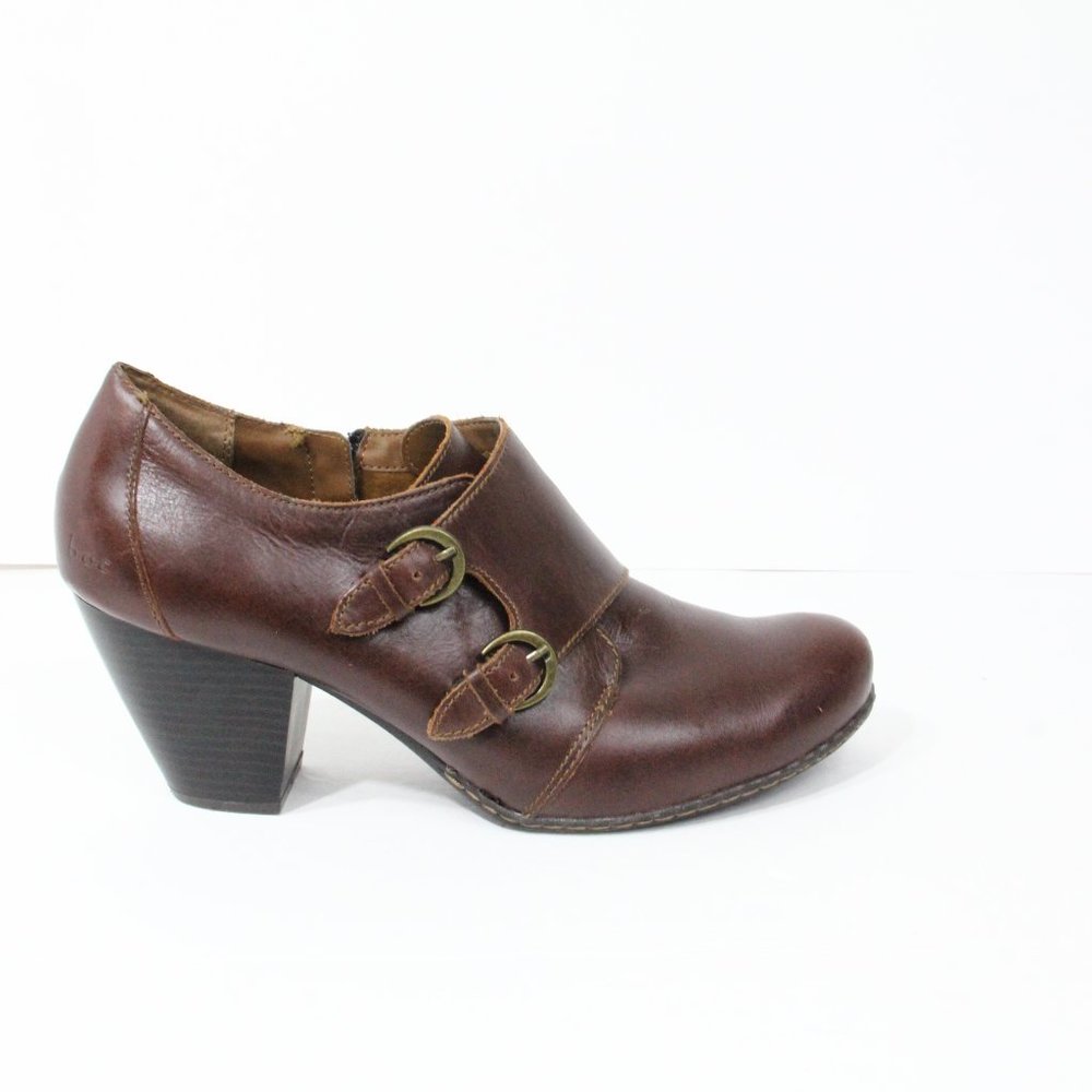 BOC Born Booties sz 11 Brown Leather Boot Women Double Monk Strap Shoes